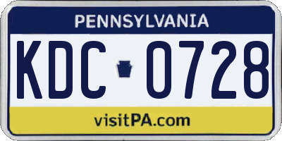 PA license plate KDC0728