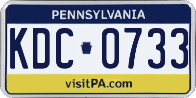 PA license plate KDC0733