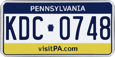 PA license plate KDC0748