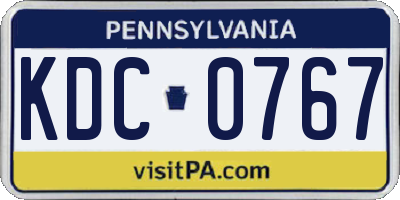 PA license plate KDC0767