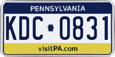 PA license plate KDC0831