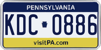 PA license plate KDC0886