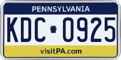 PA license plate KDC0925