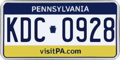 PA license plate KDC0928