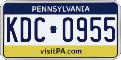 PA license plate KDC0955