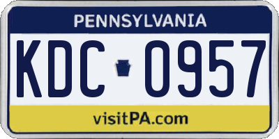 PA license plate KDC0957