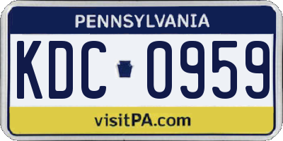 PA license plate KDC0959