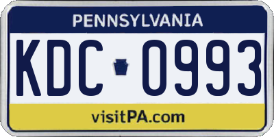 PA license plate KDC0993