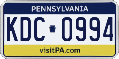 PA license plate KDC0994