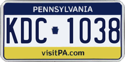 PA license plate KDC1038