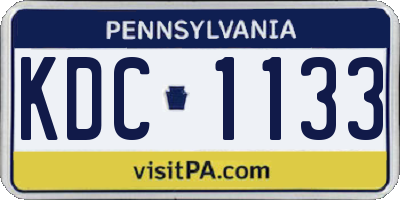 PA license plate KDC1133