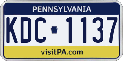 PA license plate KDC1137