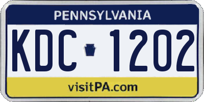 PA license plate KDC1202