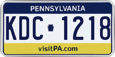 PA license plate KDC1218