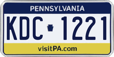 PA license plate KDC1221