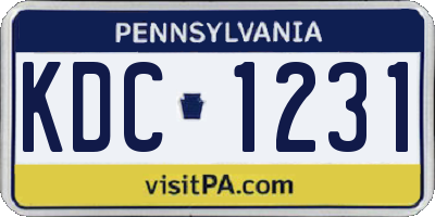 PA license plate KDC1231