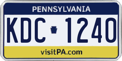 PA license plate KDC1240