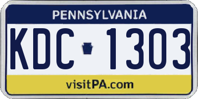 PA license plate KDC1303