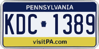 PA license plate KDC1389