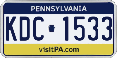 PA license plate KDC1533