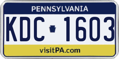 PA license plate KDC1603