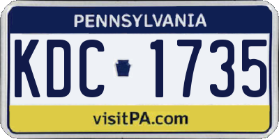 PA license plate KDC1735