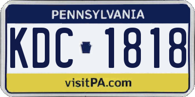 PA license plate KDC1818