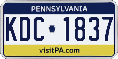 PA license plate KDC1837