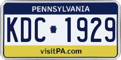 PA license plate KDC1929