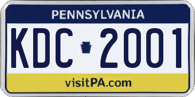 PA license plate KDC2001