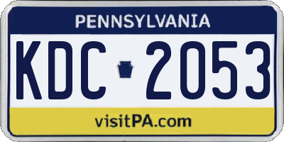 PA license plate KDC2053