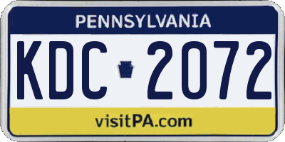 PA license plate KDC2072