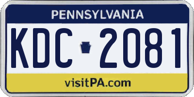 PA license plate KDC2081
