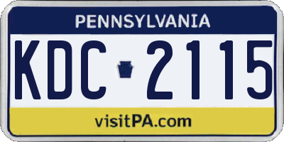 PA license plate KDC2115