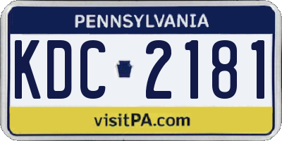 PA license plate KDC2181