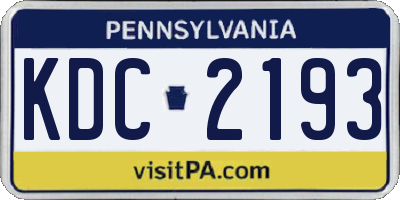 PA license plate KDC2193