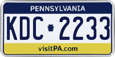 PA license plate KDC2233