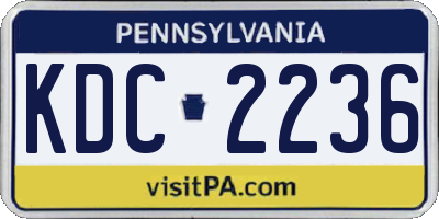 PA license plate KDC2236