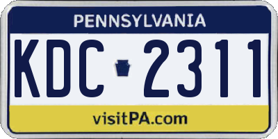 PA license plate KDC2311