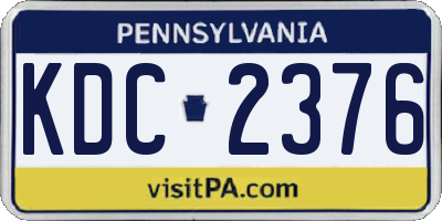 PA license plate KDC2376