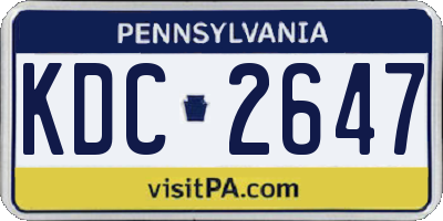 PA license plate KDC2647