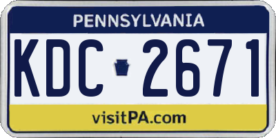 PA license plate KDC2671