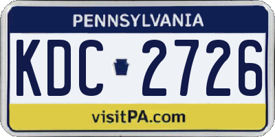 PA license plate KDC2726