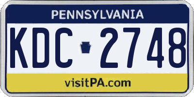 PA license plate KDC2748