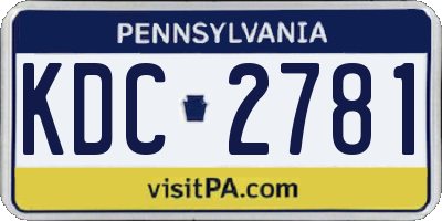PA license plate KDC2781
