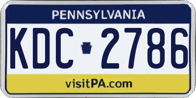 PA license plate KDC2786