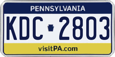 PA license plate KDC2803