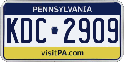 PA license plate KDC2909