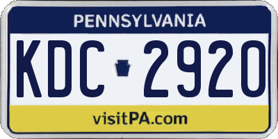 PA license plate KDC2920