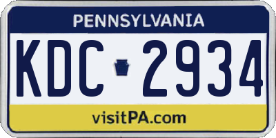 PA license plate KDC2934